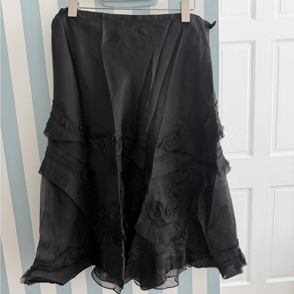 Teri Jon Black ruffled Skirt